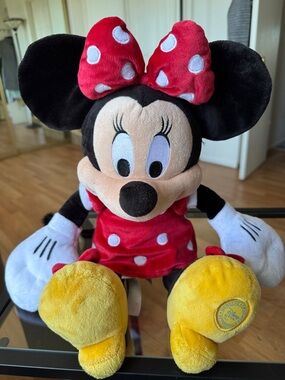 Disney Minnie Mouse Plush in Red Polka-Dot Outfit with Yellow Shoes